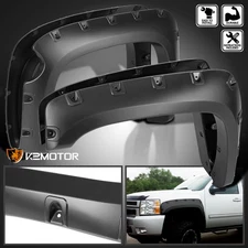 Fits 2007-2013 Chevy Silverado 1500 69" Short Bed Pocket Style Fender Flares Blk