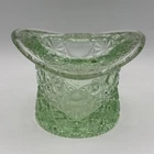 Vintage Fenton Art Glass Daisy & Button Top Hat Light Green Glass