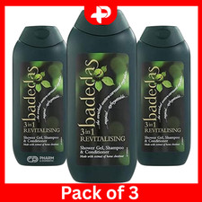 Badedas 3 in 1 Revitalising Shower gel, Shampoo & Conditioner 200ml Pack of 3 11.65 per litre