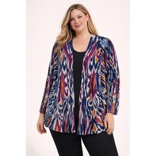 Chico  s Summer Romance Ikat Ottoman Cardigan Size 3 XL Open Front Jacket