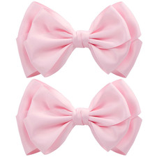 2PCS 6 Inch Pink Hair Bows with Alligator Clips for Girls Toddlers Kids Teens