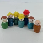 Vintage Fisher Price Little People Cowboys Farm Western Wooden lot 7 Family Man
