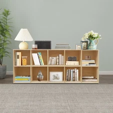 2-Tier/5-Tier Wooden Bookcase, 59in Open Display Bookshelf for Home, Office