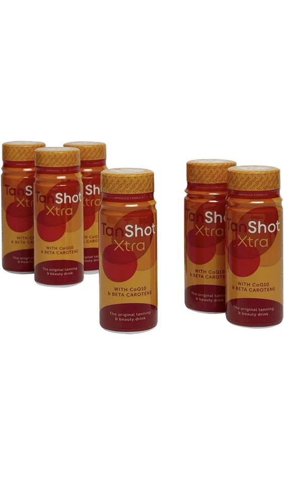 6x TANSHOT XTRA Sunbed Tanning & Beauty Drink Shot Accelerator 60ml New Formula