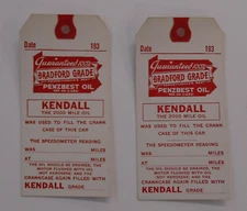 Kendall Motor Oils Charles Fissel Manheim PA oil change tags 2 unused gas & oil