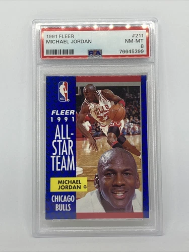 Michael Jordan All Star Team Insert 1991 Fleer Basketball #211 PSA 8 Near Mint