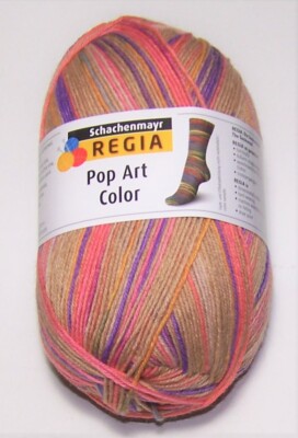 100 gram ball of REGIA 4 PLY POP ART COLOR sock knitting yarn #5823 ASSEMBLAGEN