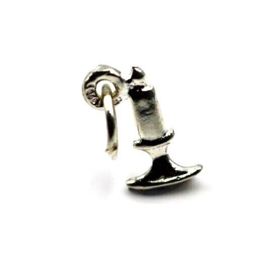 Genuine Sterling Silver 925 Candle Tiny Small Pendant / Charm -Free post