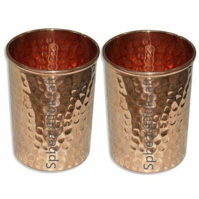 Pure Copper Water Glass Hammered Drinking Tumbler Health Benefits 300ML Set Of 2