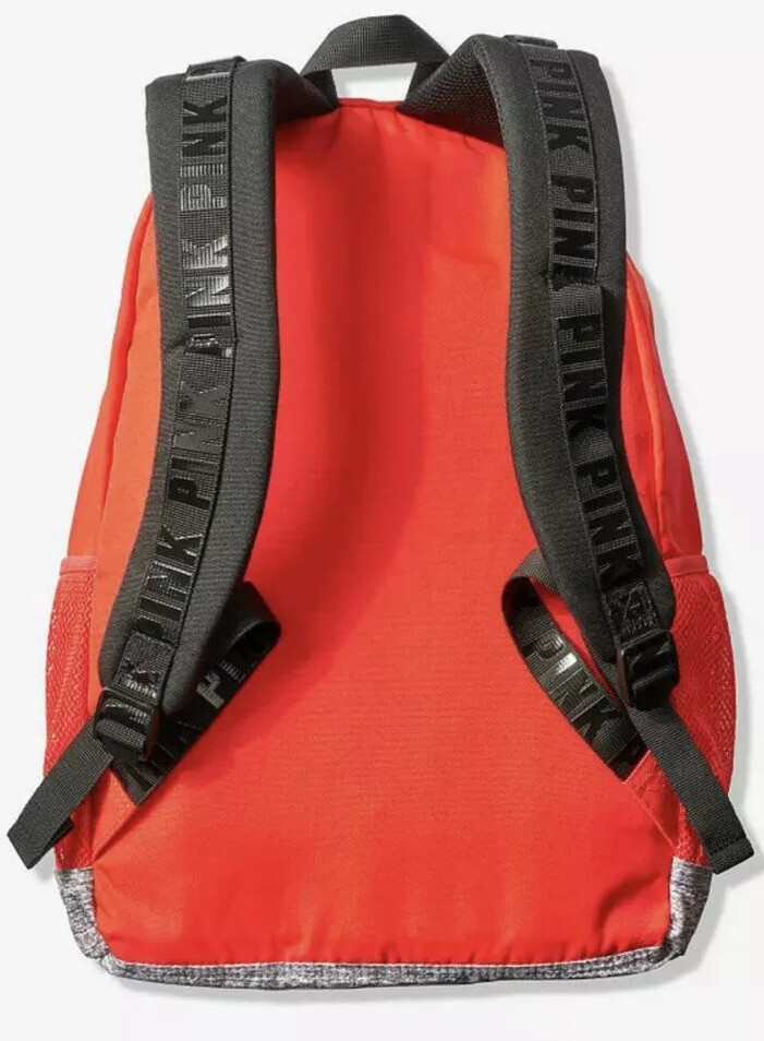 VS Pink Campus Coral Orange Black Stripe Cotton Canvas Backpack s-l400.jpg main image 4
