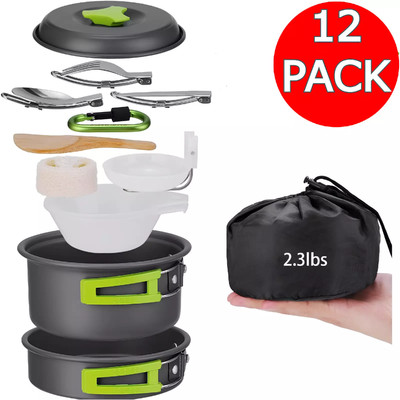 Camp Cooking Set w/ Pan Portable Cookware Backpacking Gear for Hiking Survival