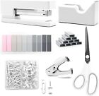 White Office Supplies, White Desk Accessories, Stapler and Tape Dispenser Set.