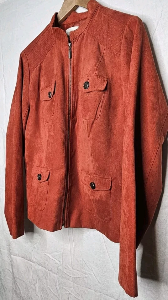 Chaqueta de gamuza ligera StudioWorks naranja quemado talla 14 para mujer Foto 3 de 4