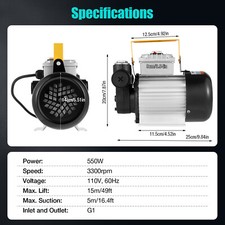 Self-priming Gear Electric Oil Transfer Pump For Fuel 16GPM AC 110V USA