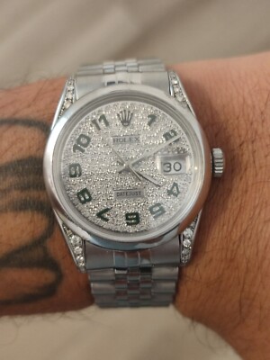 Rolex Datejust 16014 Vintage Steel Pavé Dial Uhr Box und Garantie 09/22