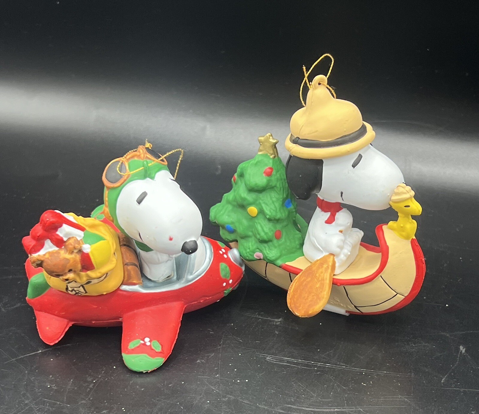 Peanuts Snoopy & Woodstock In Canoe & Snoopy In Airplane UFS Christmas