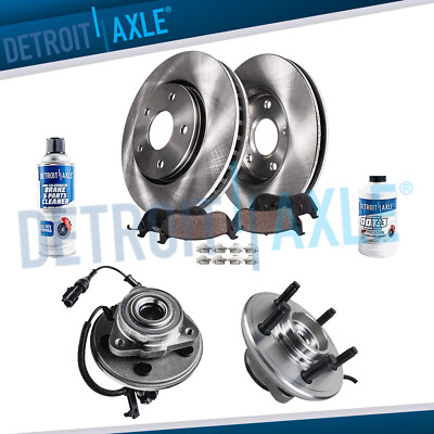 Front Wheel Hub & Bearing Disc Rotor Brake Pads for 2006-10 Explorer Mountaineer
