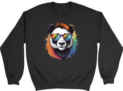 Hipster Panda Kinder Sweatshirt Regenbogen Sonnenbrille Bär Jungen Mädchen Geschenk Pullover