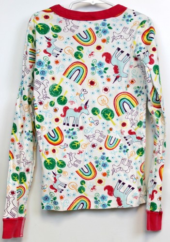 Hanna Andersson PJ Shirt Rainbows Unicorns sz 140 10 Top Trees Print - Picture 4 of 7