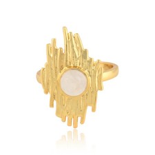 Vibration Design Gold Plated 925 Silver Handmade Moonstone Gemstone Ring