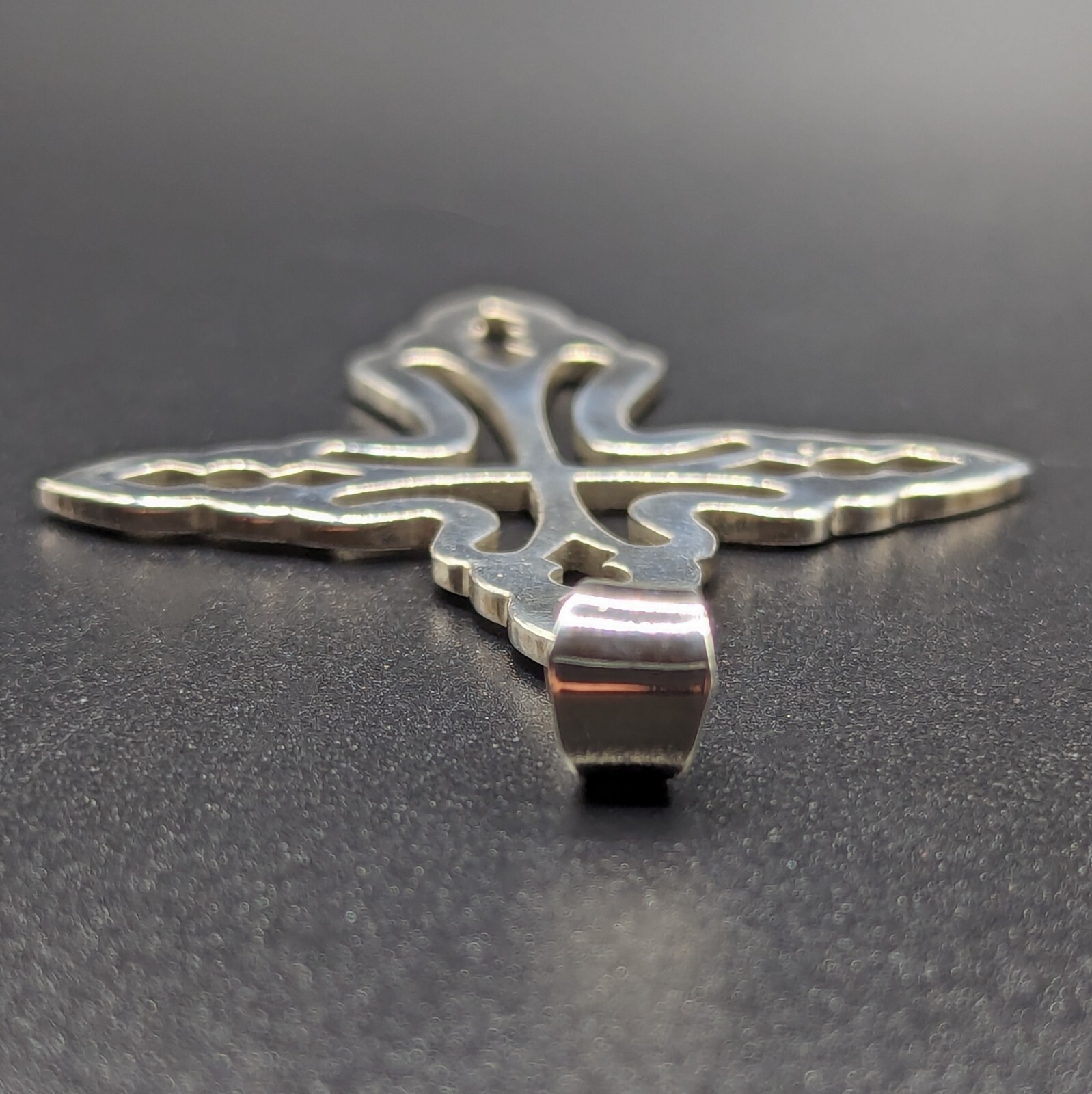 Large Sterling Silver Openwork Cross Pendant Mexi… - image 5