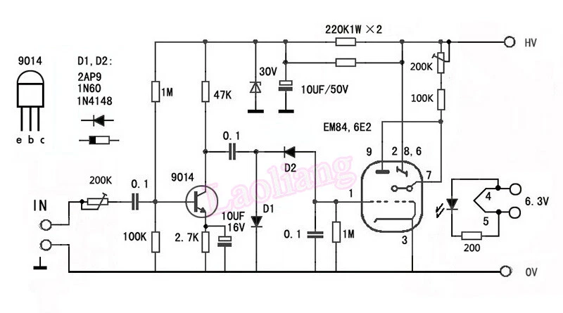 6E2 EM84 EM87 EM800 6UH6 Tubes Magic Eye VU Meter Audio Level Indicator DIY Kits - Bild 4 von 4