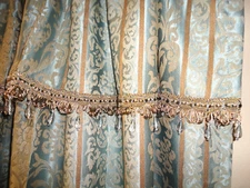 CONCORD LINED BLUE (2PC) POLE TOP PANELS DRAPERY SET CRYSTAL VALANCE 50X84 
