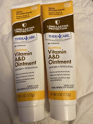 2 New Theracare A&D Ointment Lanolin Petrolatum Skin Protectant 4oz Each Ex 2027
