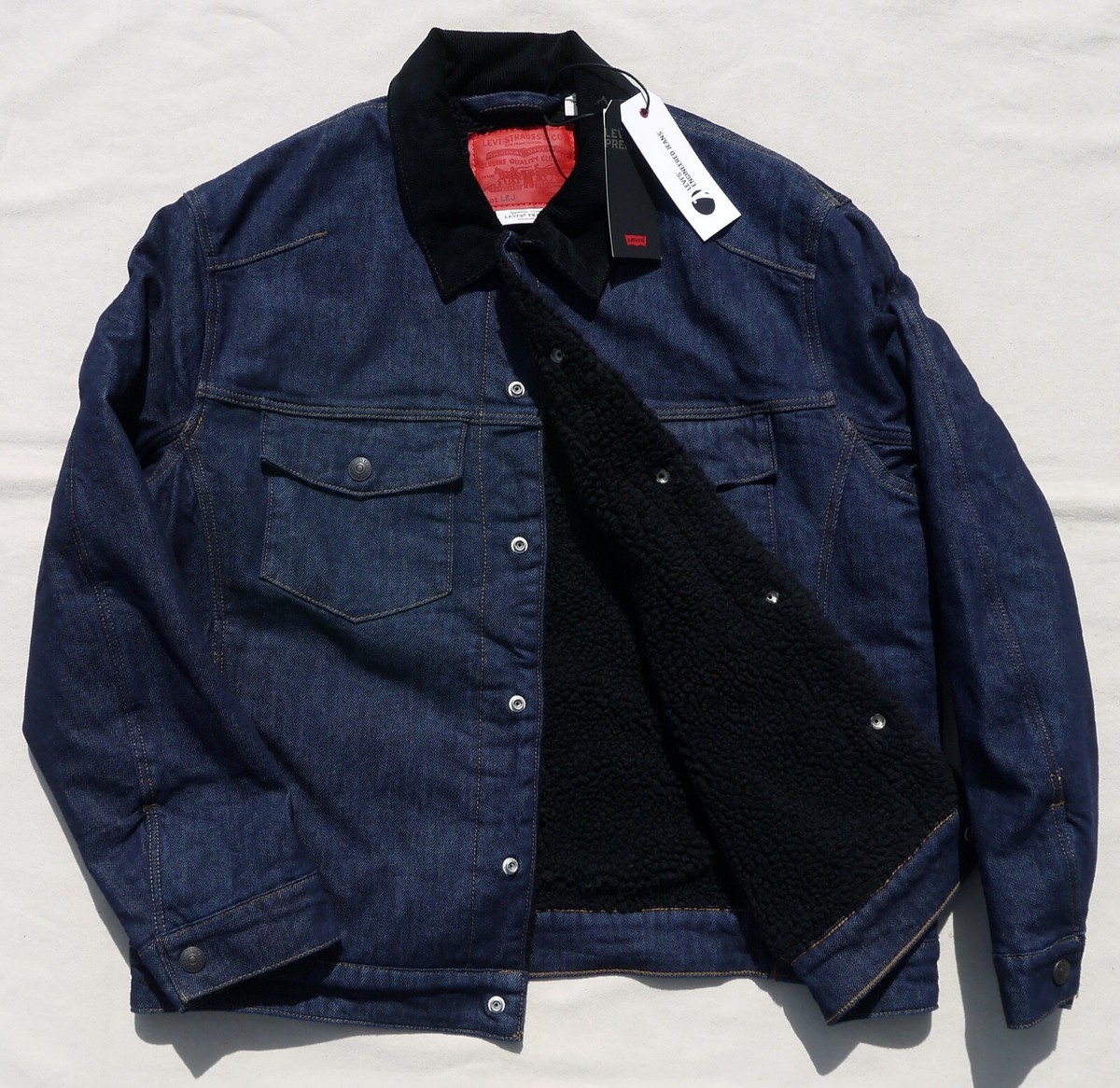 LEVIS ENGINEERED JEANS Sherpa Trucker Rare Jacket Blue Denim Mens