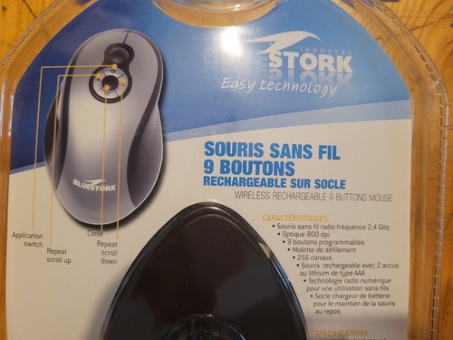 souris sans fil 9 Boutons rechargeable sur Socle BLUESTORK BS-MRF-9 Gris/Noir - Picture 5 of 6