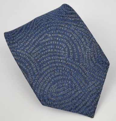 Lee Geon Maan Silk Tie Blue Gray Geometric Men Necktie 58 x 3.3/8