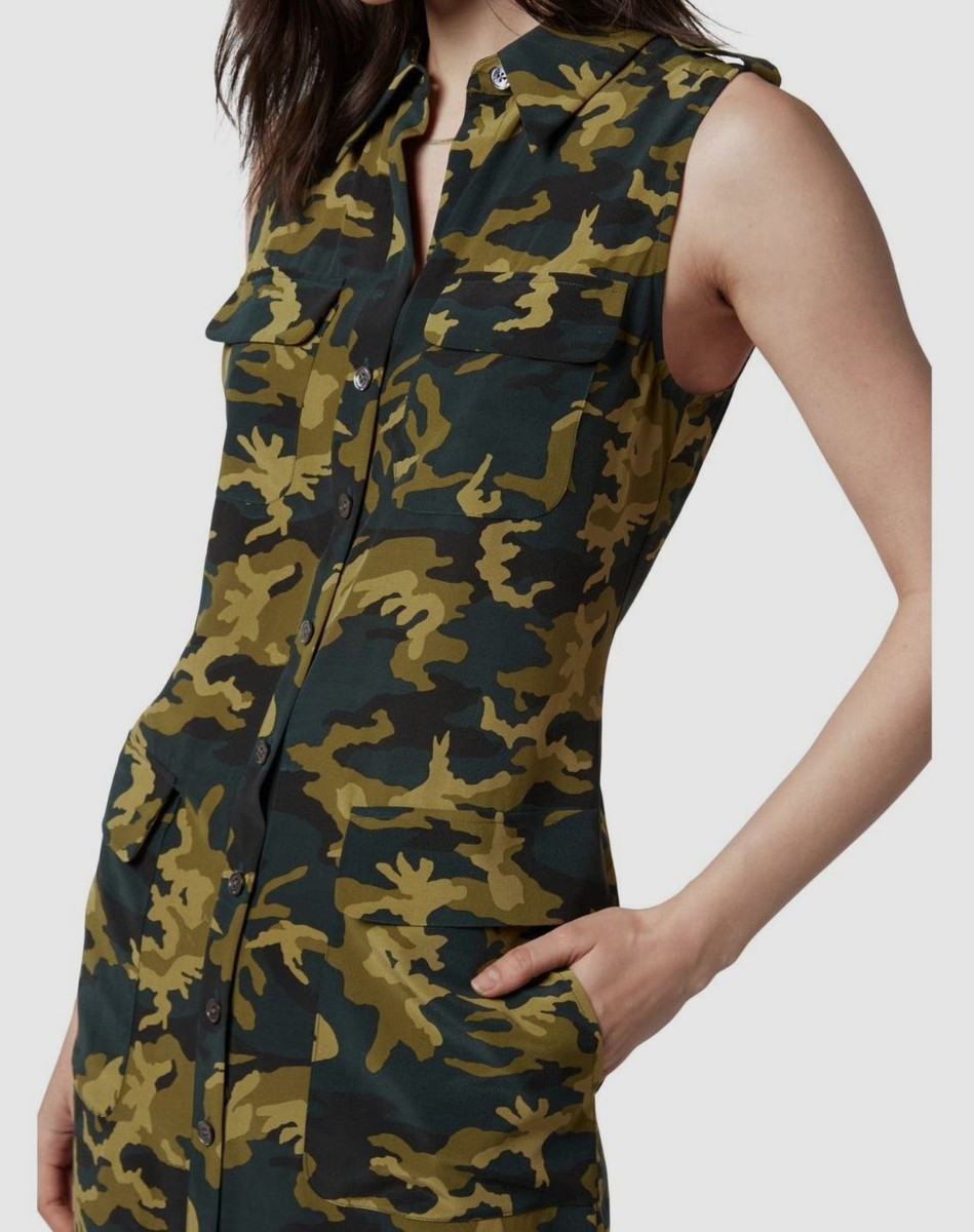 equipment sleeveless shirt dress Equipment Silk Dress