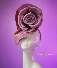 Kentucky Derby Hat Ascot Fascinator Mauve Dusty Rose Pink Eggplant Thistle