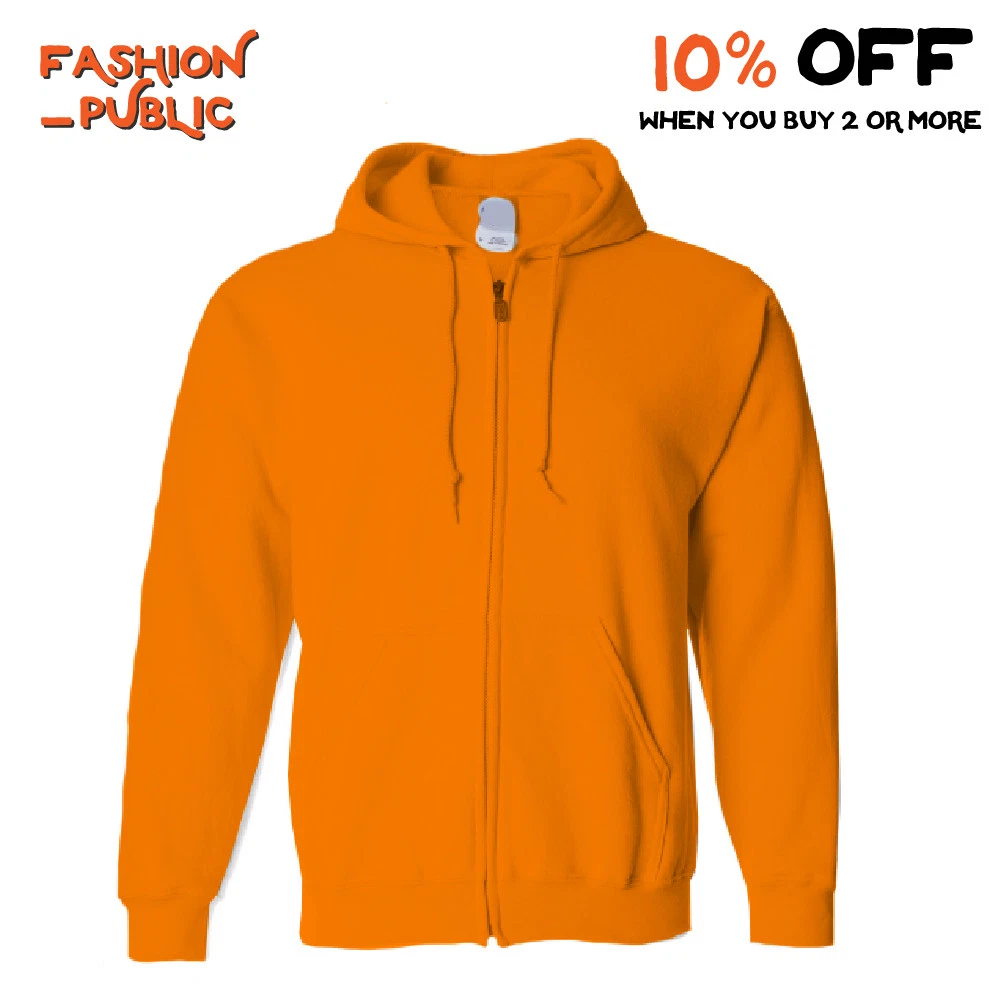 HILL MEN'S WOMEN'S UNISEX CASUAL ZIP-UP HOODIE JACKET PLAIN FULL ZIPPER ACTIVE