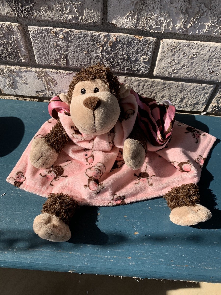 fat rat family satin brown monkey BABY BLANKET security lovey 21