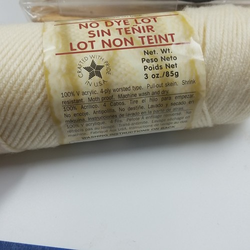 Lot 4 Skeins Vintage Pop'N Yarn Acrylic 4 Ply Worsted USA A3-122 Off White 3 oz - Picture 16 of 19