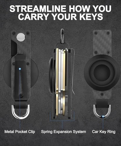 Schlüsselanhänger Schlüsselhalter Keychain mit Airtag Slot, Schlüsselring Schlüssel Organizer für Autoschlüssel - Bild 5 von 12