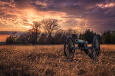 Civil War Cannon at Sunset Photo Art Print Poster 18x12