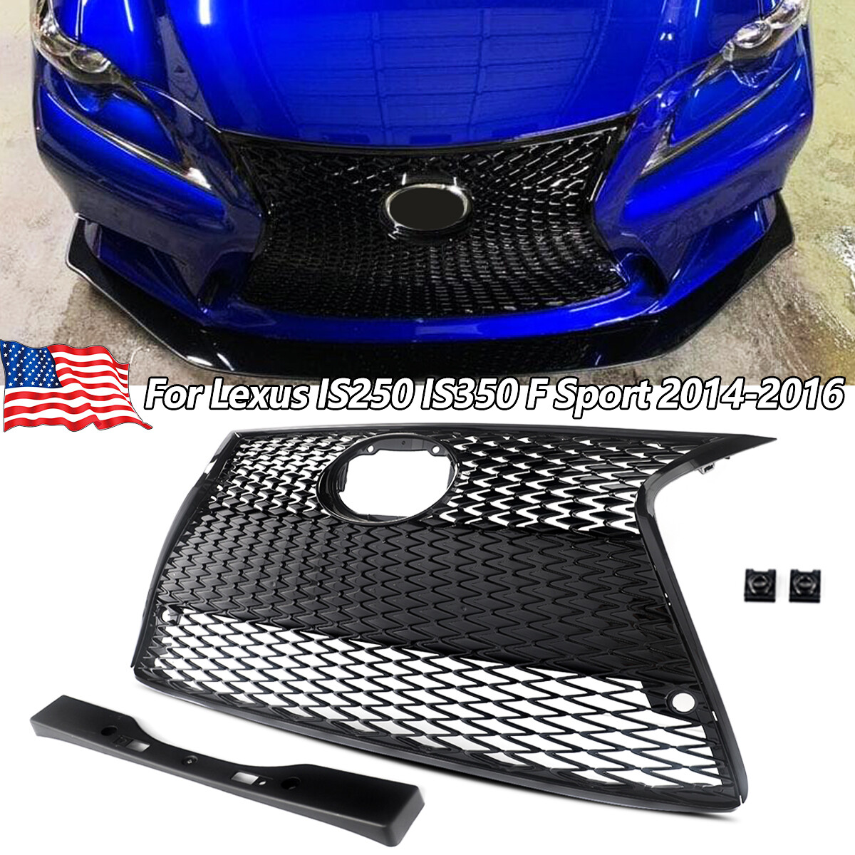 2014-2016 Lexus IS250 IS350 F Sport Gloss Black Front Upper+Lower 