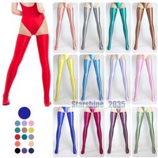 Women Sexy Glossy Thigh-Highs Stockings Stretch Shiny Opaque Spandex Long Socks