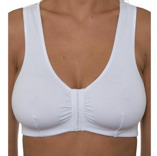 New Ladies Cotton Rich Front Fastening No Pads Wireless Comfort Bra By Gemm