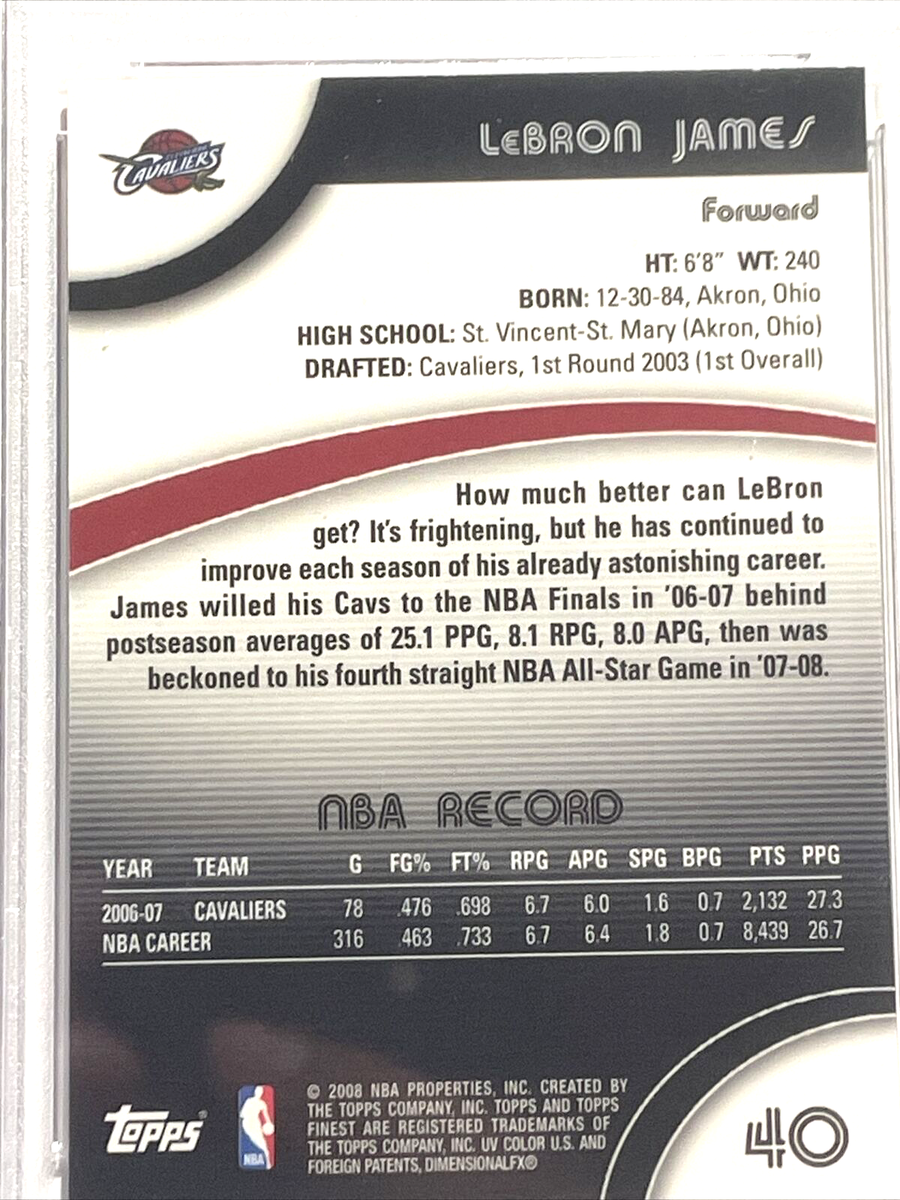 2007-08 Topps Finest LeBron James #40 PSA 10 GEM MT | eBay 2007-08 Topps Finest LeBron James #40 PSA 10 GEM MT | eBay