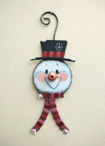 Metal Snowman Ornament Wall Hanger Christmas Holiday Winter Decor - Picture 2 of 12