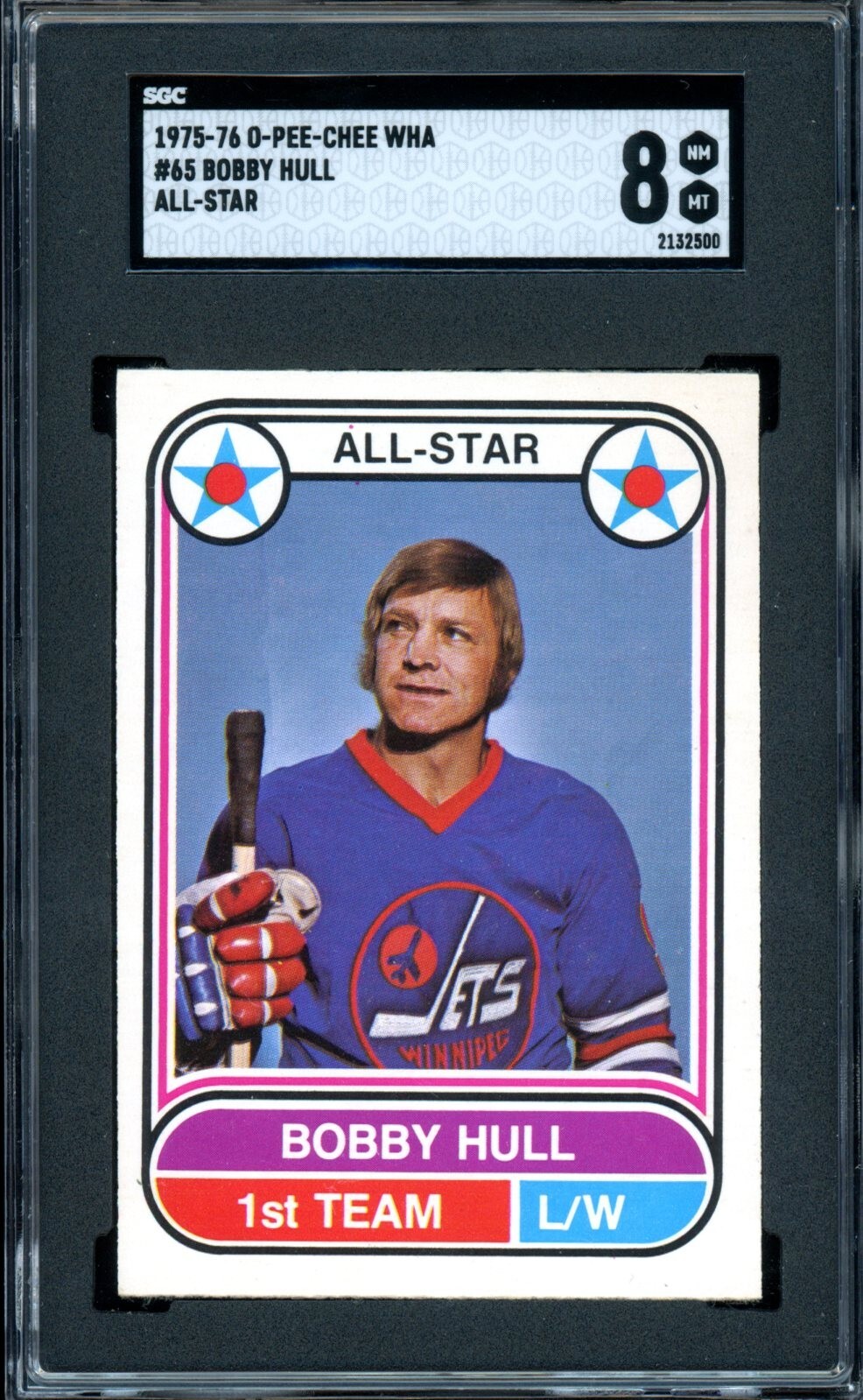 1975-76 OPC O PEE CHEE WHA #65 BOBBY HULL HOF All Star SGC 8 NM-MT WINNIPEG JETS