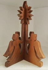 3D Wood Holiday Centerpiece Angels & Star Mid Century Two Piece Scandinavian