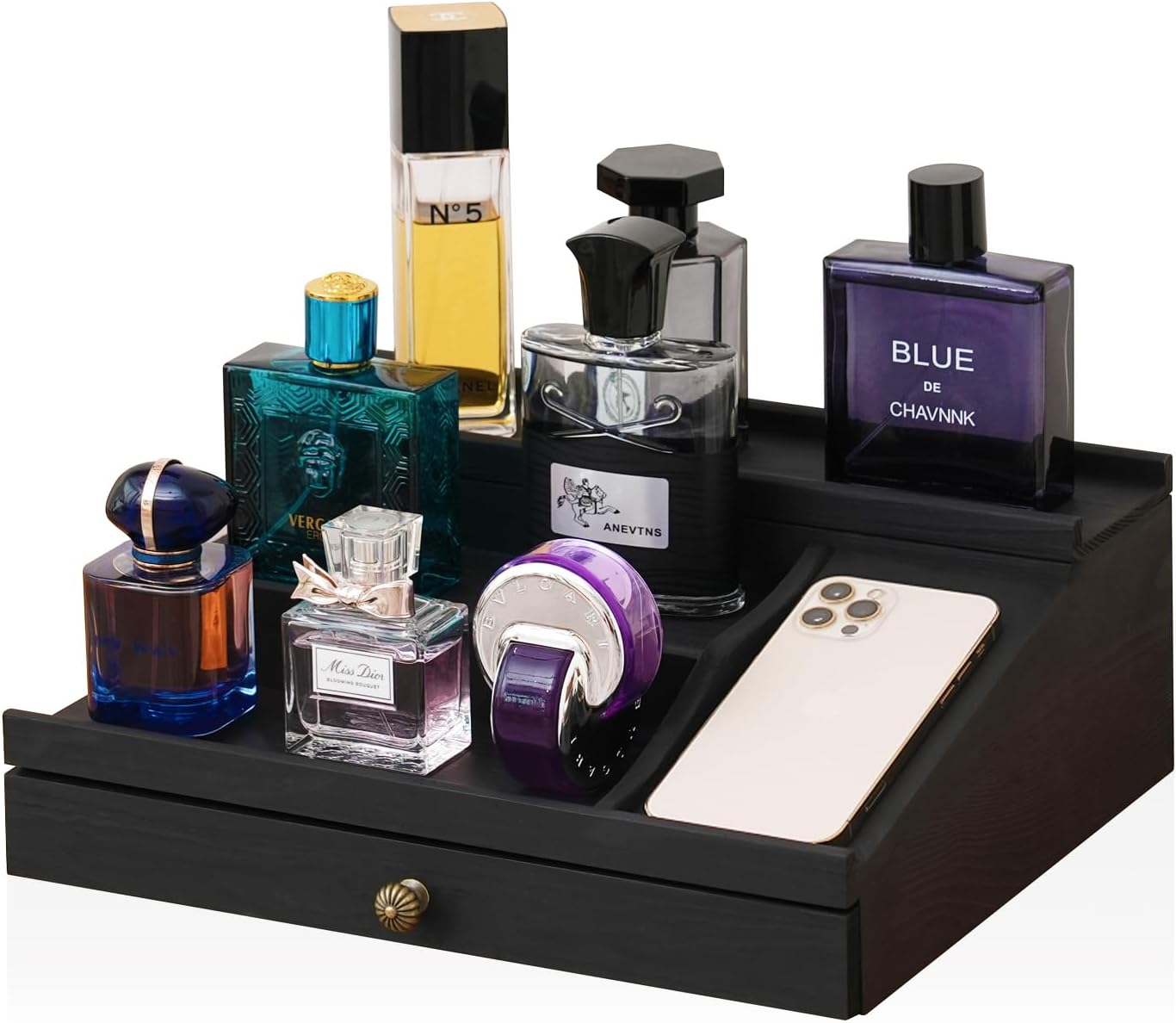 Wooden Cologne Organizer for Men 3 Tier of Elevated Cologne Stand