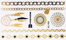 Tattoo Gold Silver Black Temporary Glue Flash 8teile Armlet Bracelet Wow 3030