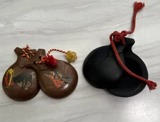 Spanish Castanets - Two Pairs - Flamenco Dancers/Bull Fighter & Plain Black