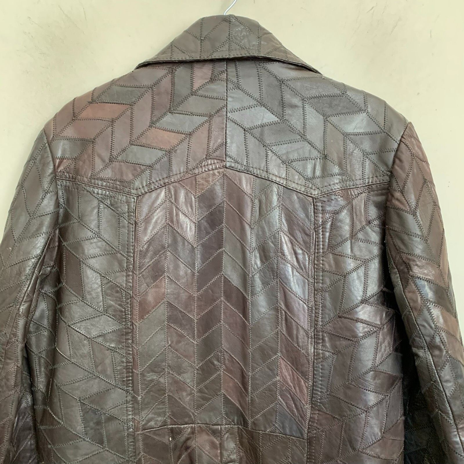 Unbranded Brown Leather Jacket Patch Design Pocke… - image 5