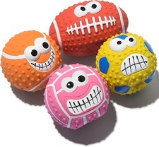 Squeaky Dog Ball, 4 Pack Latex Rubber Dog Squeak Toys, 2.7'' Soft Bouncy Fetch